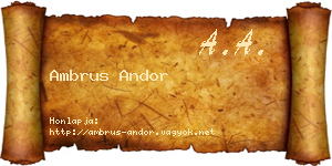 Ambrus Andor névjegykártya